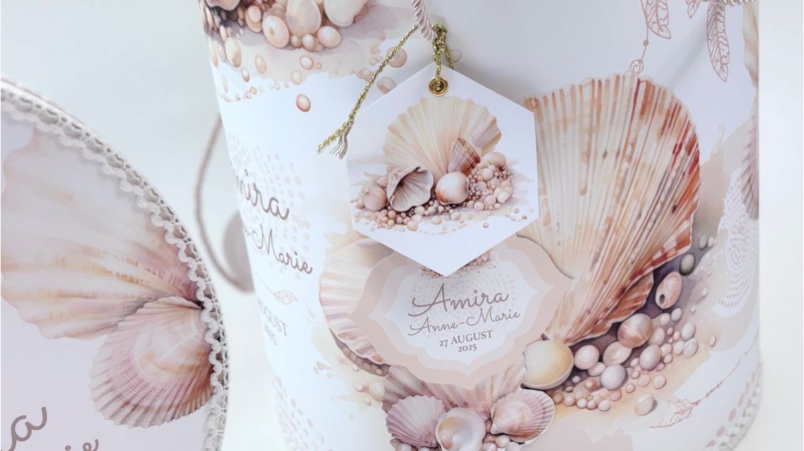Trusou botez cu perle și scoici în nuanțe sand & peach – „Perle Marine” 20
